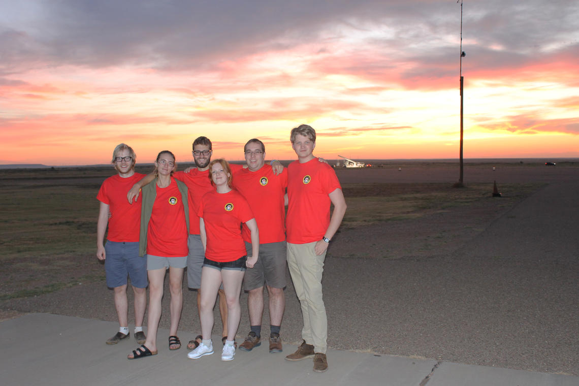 From left, Cooper Duffin, Candice Quinn, Dain Galts, Liz Roy, Matthew Patrick, Robin Williams at the balloon launch.