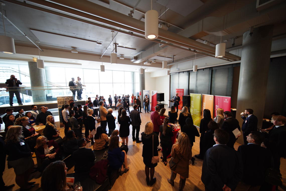 Jim Dewald, dean of the Haskayne School of Business, provides opening remarks for the day's events. 