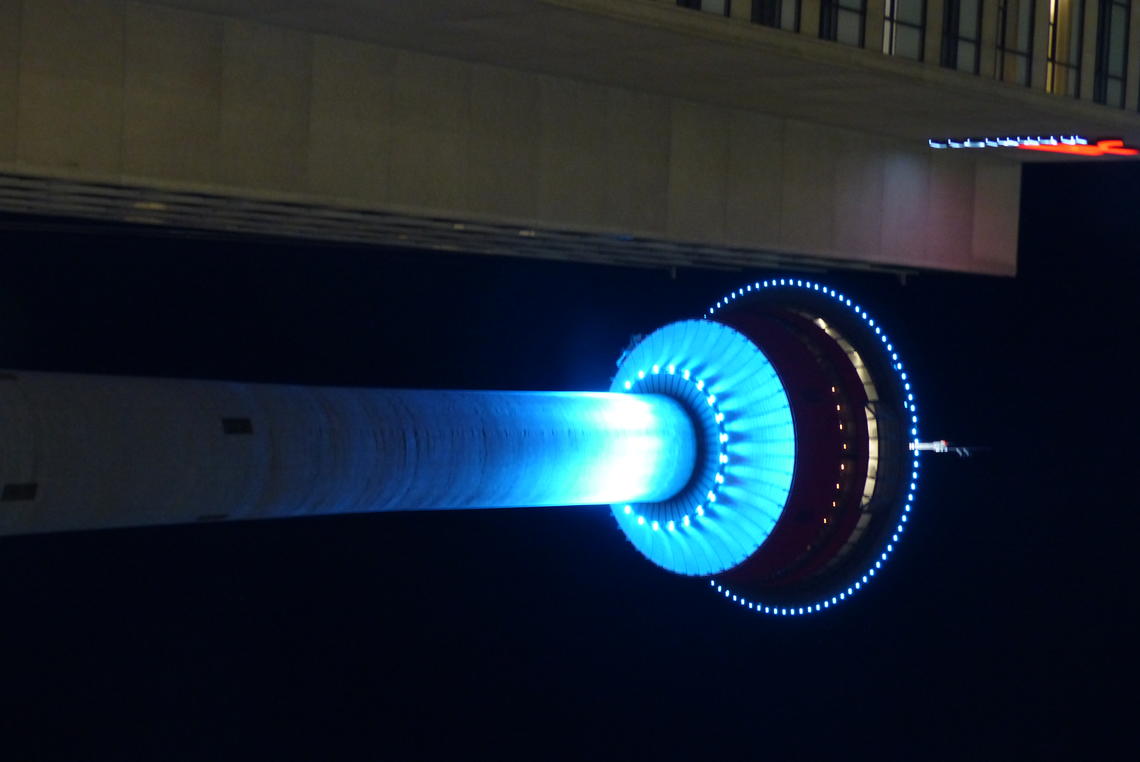 Calgary Tower lit up 