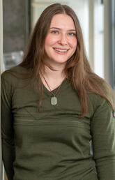 A woman with long brown hair