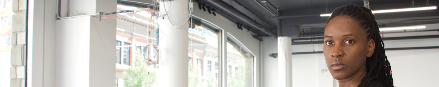 Dr. Patrina Duhaney in downtown Calgary pop-up space, an innovative research project with UCalgary School of Architecture, Planning and Landscape 