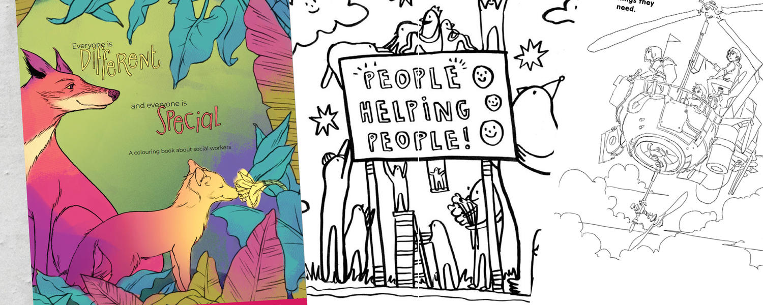 Pages from UCalgary Social Work Colouring book