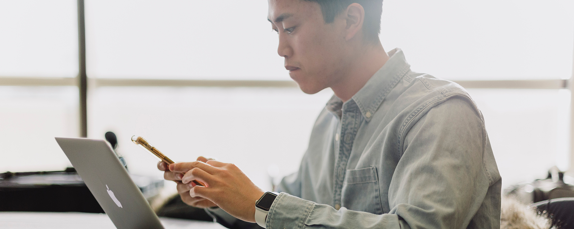 Male student on computer