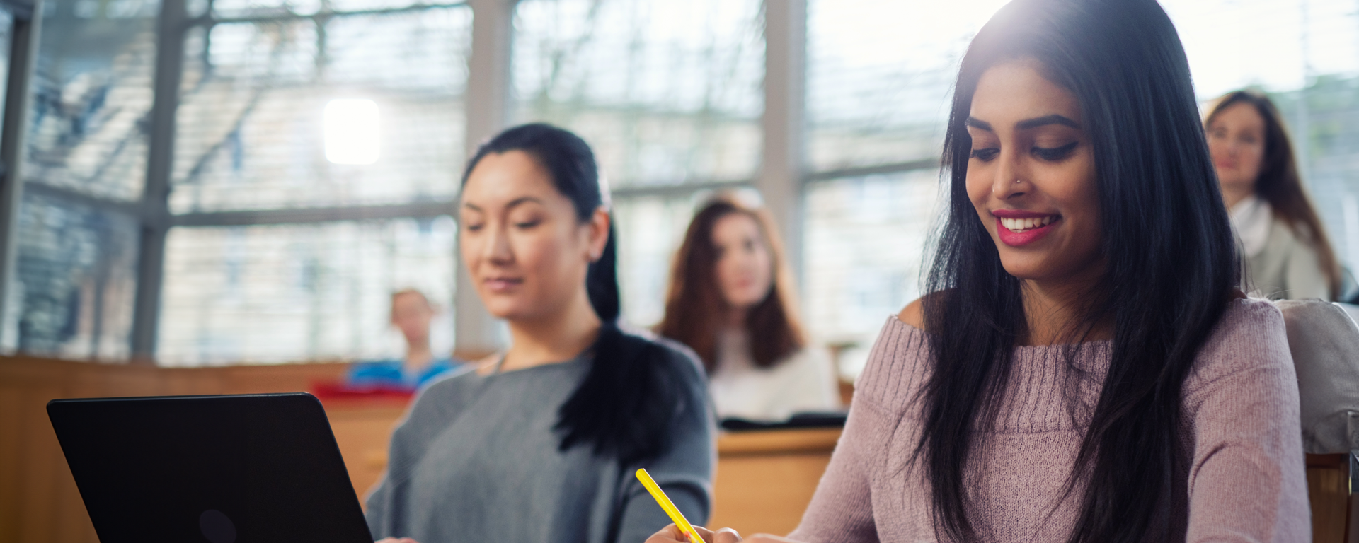 Female student in class