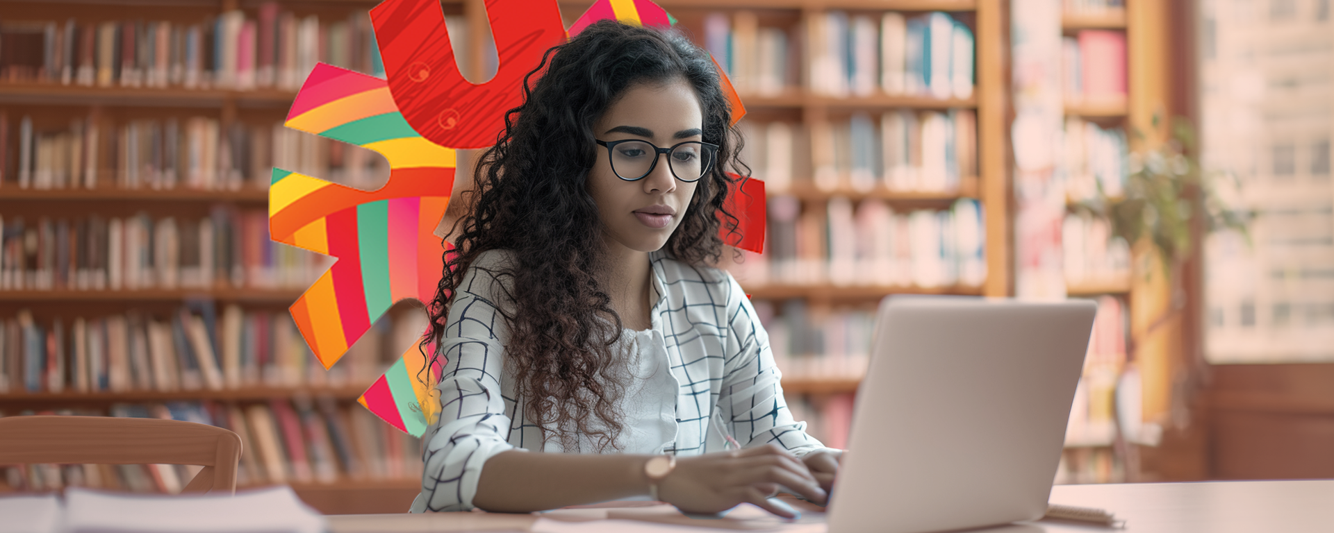 Female student online learning