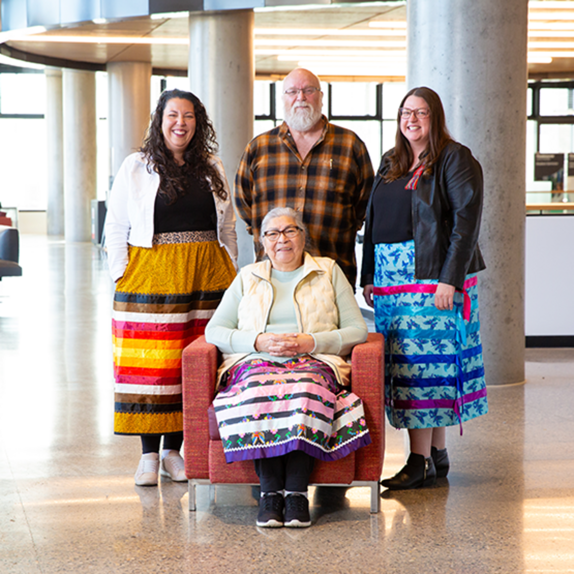 Stephanie Tyler, Ralph Bodor, Kristina Kopp and Elder Leona Makokis (seated) are ensuring Indigenous language and culture is represented in research.