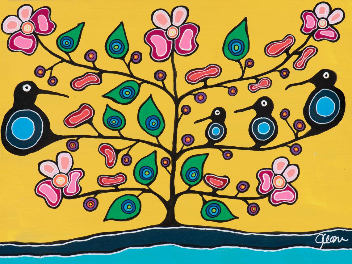 Original artwork featuring birds in a beautiful tree
