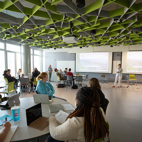 Students in a Hunter Students Commons classroom on our Calgary campus