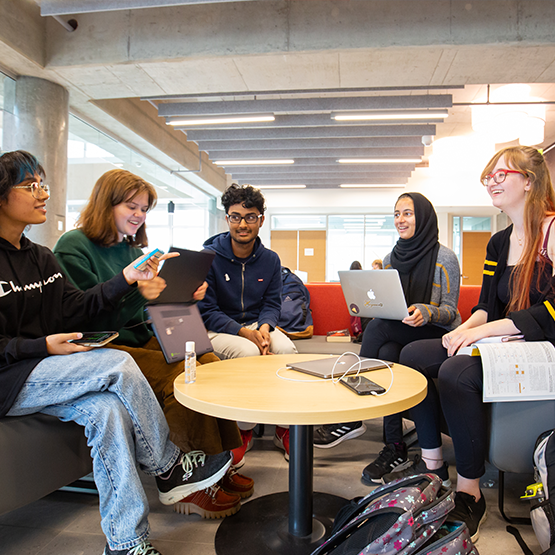 Students in a Hunter Students Commons classroom on our Calgary campus