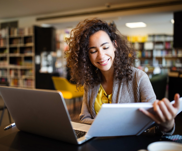 Image of a student studying in the library
