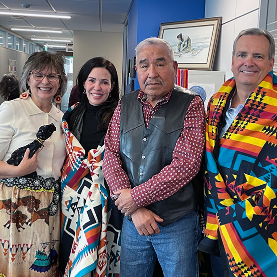 Elder Kerrie Moore, Janeen Nissen, Blackfoot Elder Reg Crowshoe, Gary Nissen