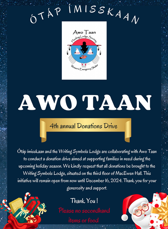 A poster advertisng a call for donations for the Awo Taan Healing Societyt