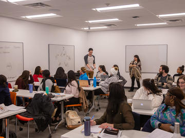 Students in a science theatre classroom