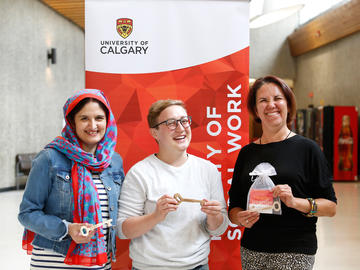 students posing at our University of Calgary Faculty of Social Work Master of Social Work student Orientation