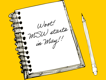 Daytimer illustration promoting university of Calgary faculty of social work online Master of social work MSW 