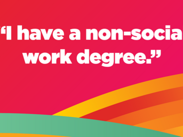 Text that reads I have a non-social work degree promoting university of Calgary faculty of social work online Master of social work MSW 