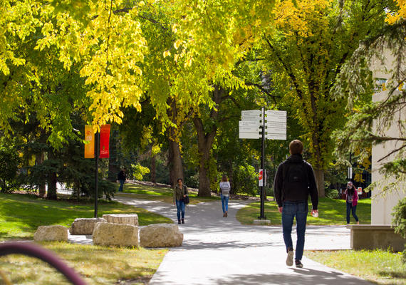 Students walking on campus
